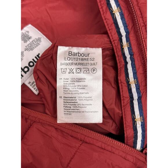 Barbour Jacket 6 Womens Murrelet Quilted Full Zip Puffer In Red - Picture 8 of 10